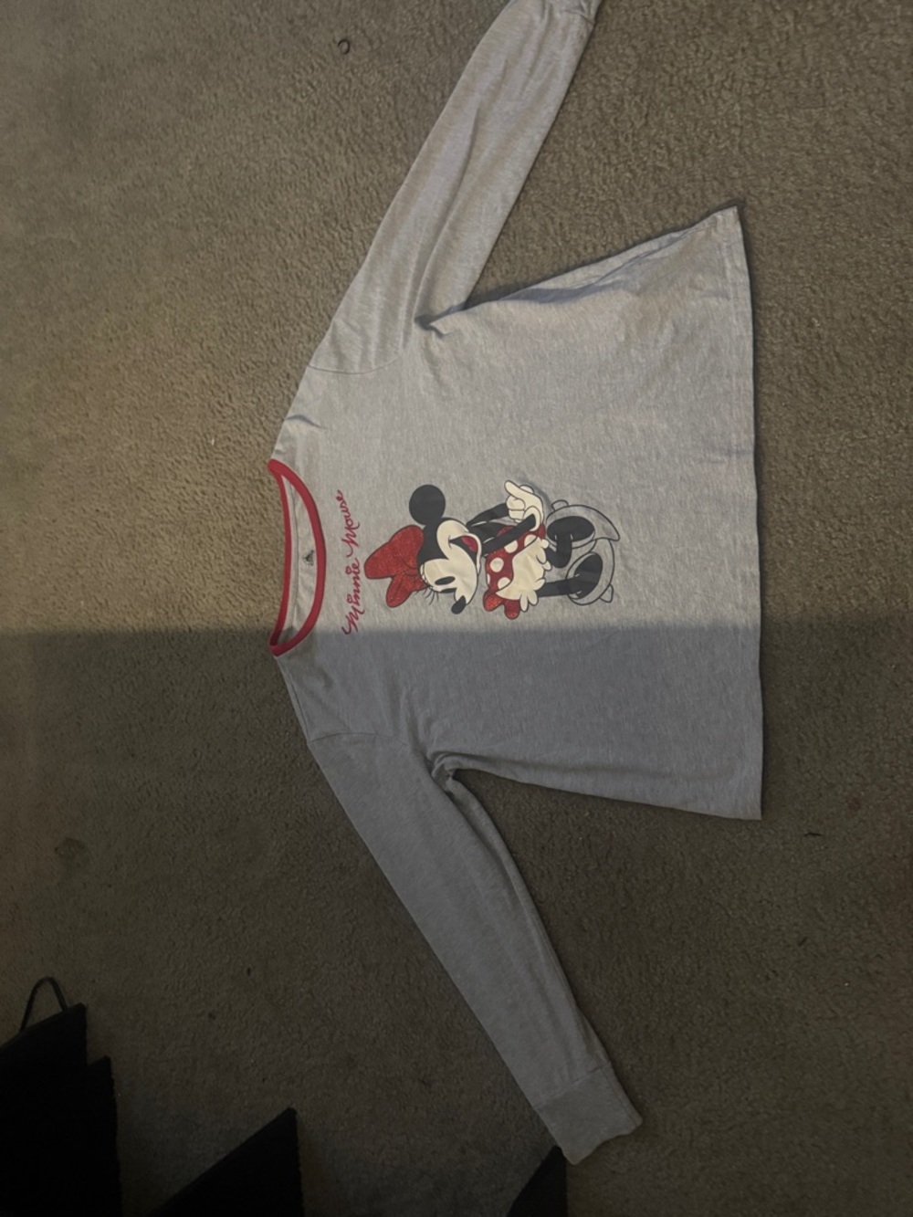 Disney Minnie Mouse Long-Sleeve Top - Gray with Red Accents